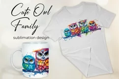 Cute Owl Family - Mug Wrap - Family Matching Coffee Mug PNG Product Image 1