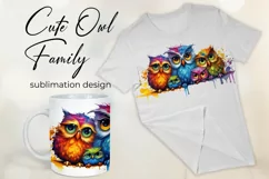 Cute Owl Family - Mug Wrap - Family Matching Coffee Mug PNG Product Image 1