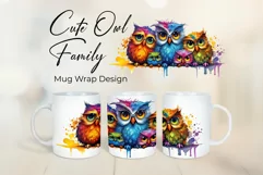 Cute Owl Family - Mug Wrap - Family Matching Coffee Mug PNG Product Image 2