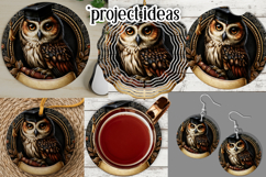 Owl Wind Spinner, Owl Round Design, Darl Owl Coaster, d11 Product Image 3