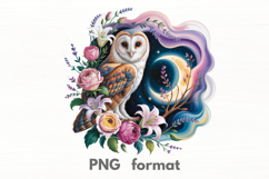 Barn Owl with Roses PNG Sublimation Product Image 1