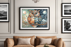 Whimsical fantasy owl divided in half Product Image 3