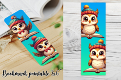 Cute owl bookmark printable | Owl flower bookmark PNG design Product Image 1