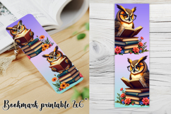 Cute owl bookmark printable | Owl flower bookmark PNG design Product Image 1