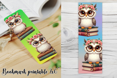 Cute owl bookmark printable | Owl flower bookmark PNG design Product Image 1