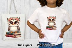 Cute owl book clipart PNG design | Owl sublimation design Product Image 1