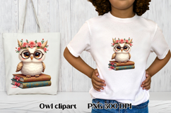 Cute owl book clipart PNG design | Owl sublimation design Product Image 1