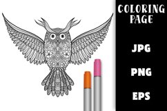 Coloring Page - Owl with Spread Wings PNG Product Image 1