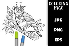 Coloring Page - Owl in a Hat PNG Product Image 1
