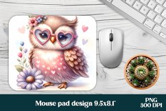 Cute owl with glasses flower mouse pad sublimation bundle Product Image 2