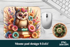 Cute owl flower mouse pad design | Mousepad Product Image 1