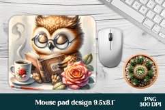 Cute owl with glasses flower mouse pad sublimation bundle Product Image 4