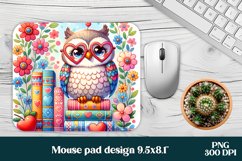 Cute owl flower book mouse pad sublimation Product Image 1