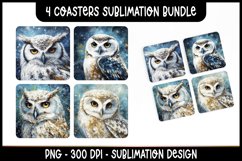 4 Cup Coasters Owls Sublimation Bundle Product Image 1
