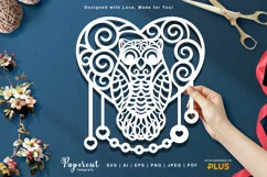 Papercut Heart Owl, Owl inside Heart, Love Owl SVG Template Product Image 4