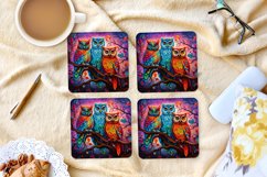 Owls -4&quot; Coaster Sublimation -PNG Design Product Image 1