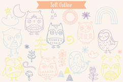 Hand-Drawn Colored Owls | Bird, Sun, Rainbow, Moon, Flower Product Image 5
