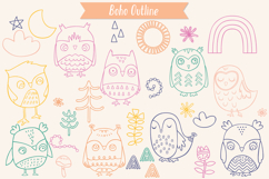 Hand-Drawn Colored Owls | Bird, Sun, Rainbow, Moon, Flower Product Image 6