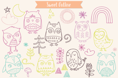Hand-Drawn Colored Owls | Bird, Sun, Rainbow, Moon, Flower Product Image 7
