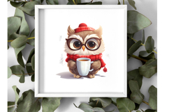 Cute Winter Clipart | Cozy Owls in Beanies &amp; Hot Chocolate Product Image 4