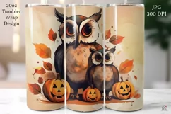 Owls Fall 20oz Tumbler Wrap JPG Autumn Pumpkins Sublimation Product Image 1