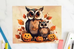 Owls Fall 20oz Tumbler Wrap JPG Autumn Pumpkins Sublimation Product Image 2