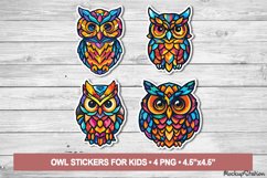 Owl Stickers | Kids Design Printable PNG | Hygge Style Clip Product Image 1