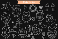 Hand-Drawn White Owls | Bird, Sun, Rainbow, Moon, Flower Product Image 2