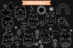 Hand-Drawn White Owls | Bird, Sun, Rainbow, Moon, Flower Product Image 4