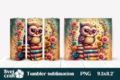 Owl flower stack books tumblers sublimation wrap bundle Product Image 4