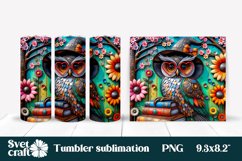 Owl flower stack books tumblers sublimation wrap bundle Product Image 3