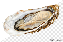 Small clean raw oyster PNG clam clipart marine watercolor Product Image 1