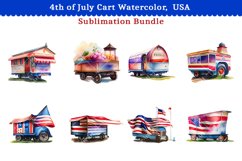 4th of July Cart Watercolor, USA Sublimation Bundle Product Image 1
