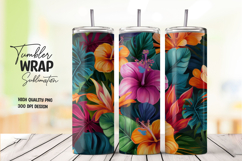 Orange &amp; Teal Floral 20oz Tumbler Wrap Product Image 1