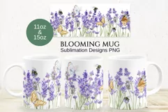 Lavender Mug Sublimation Designs PNG, 11 & 15oz mug Product Image 1