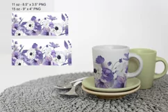 Violet Floral Mug Sublimation Designs PNG, 11 & 15oz mug Product Image 3