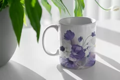 Violet Floral Mug Sublimation Designs PNG, 11 & 15oz mug Product Image 2