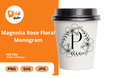 Magnolia Rose Floral Monogram Product Image 1