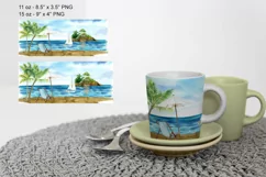 Watercolor seascape Mug Sublimation Designs PNG Product Image 3