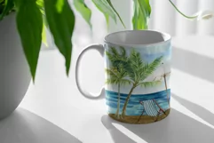 Watercolor seascape Mug Sublimation Designs PNG Product Image 2