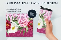Watercolor peonies bouquet Tumbler Sublimation Floral Design Product Image 2