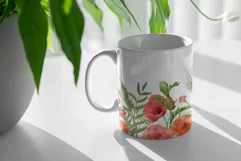 Poppies Mug Sublimation Designs PNG, 11 & 15oz mug Product Image 2