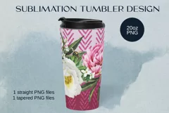 Watercolor peonies bouquet Tumbler Sublimation Floral Design Product Image 3