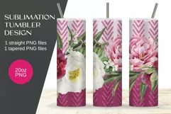 Watercolor peonies bouquet Tumbler Sublimation Floral Design Product Image 1