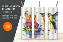 Cute Watercolor Hummingbird Tumbler Sublimation 20oz Product Image 1
