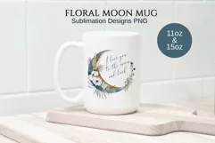 Watercolor Floral Moon Mug Sublimation Designs PNG, 11 & 15 Product Image 1