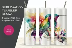 Cute Watercolor Hummingbird Tumbler Sublimation 20oz Product Image 2