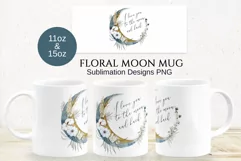 Watercolor Floral Moon Mug Sublimation Designs PNG, 11 & 15 Product Image 3