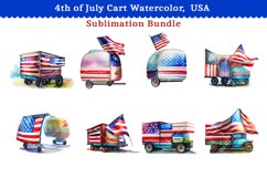 4th of July Cart Watercolor, USA Sublimation Bundle Product Image 2