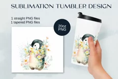 Cute watercolor penguin Tumbler Sublimation 20oz Product Image 1